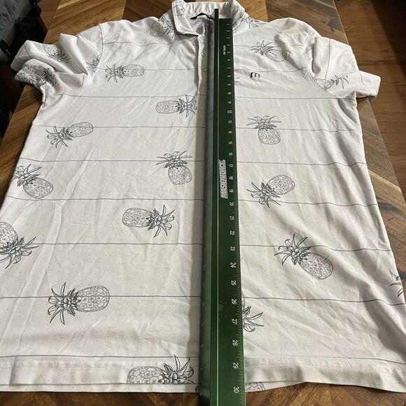 Travis Mathew Golf Polo Shirt Short Sleeve Active‎ Athleasure Pineapple Large - Picture 6 of 7